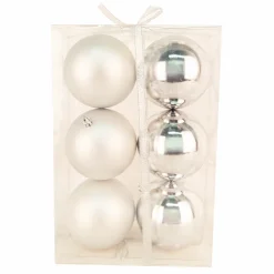 BALLS BOXED 6PC 100MM SILVER SHINY/ MATT