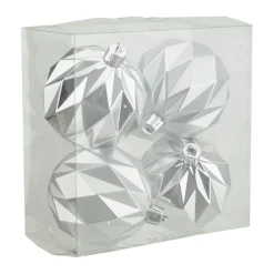 BALLS BOXED 4PC 80MM SILVER MATT/SHINY DIAMOND CUT