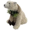BEAR BEIGE SHERPA SITTING 9.5″x10″ W/ SCARF, NEEDLE PINE, CONE & EUCALYPTUS
