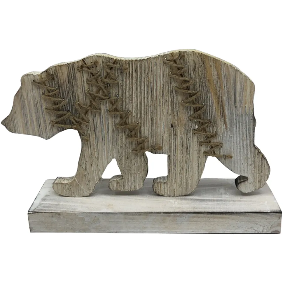 BEAR BIRCH LOOK WALKING 10″X6″ WOOD LOOK W/ BASE & STITCH PATTERN