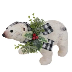 BEAR BIRCH LOOK 11″X5″X7″ WHITE/BLACK PLAID SCARF