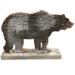 BEAR BROWN WOODEN TABLE DECOR 9.5″x10″ FROSTED NATURAL/BIRCH LOOK
