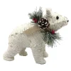 BEAR CREAM/NAT. STANDING KNOTCRAFT 7.5″ CREAM/NATURAL W/ PINE, BERRIES & CONES