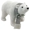 BEAR WHITE STANDING FAUX GRASS 12.5″x8.5″ W/ SCARF, FROSTED PINE & BERRIES