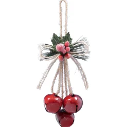 BELL RED 8″ 35MMX3 DOOR HANGER W/ BOW & BERRIES