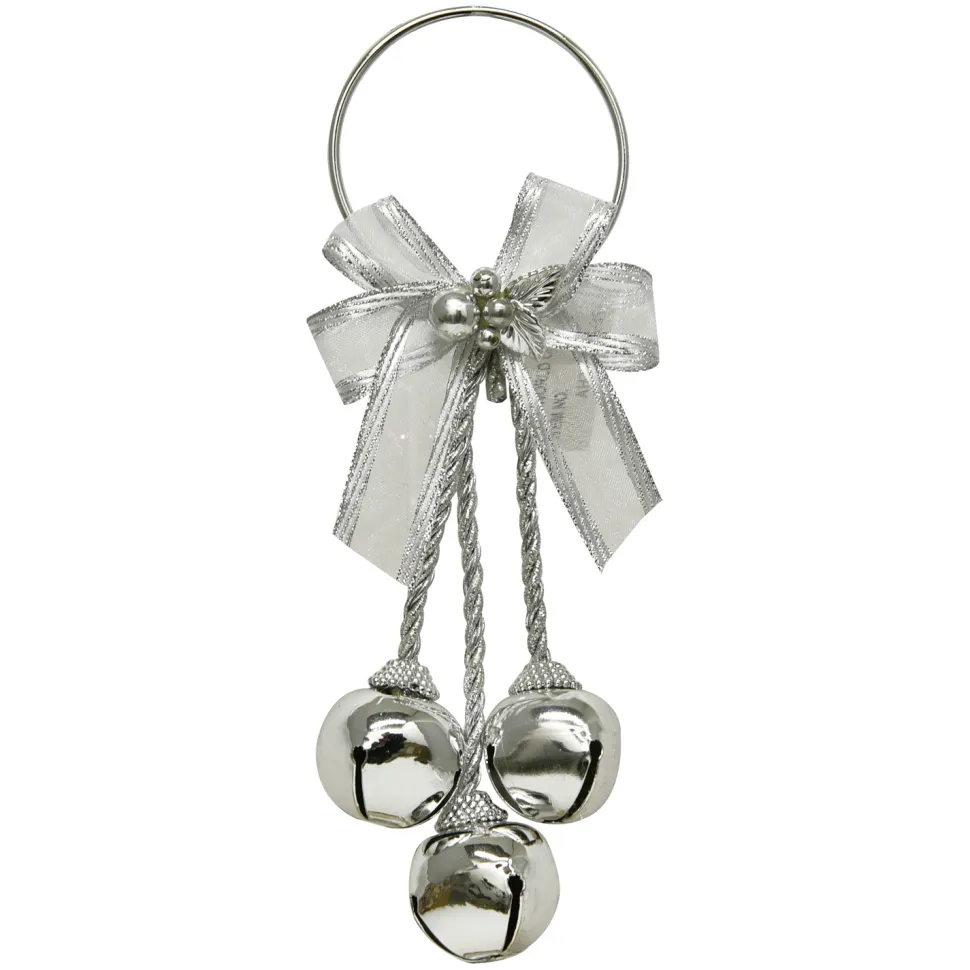 BELL SILVER-SHINY 9.5″ 30MMx3 DOOR HANGER W/ SILVER BOW