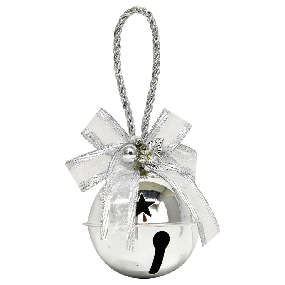 BELL SILVER/SHINY 2.5″/60MM DOOR HANGER W/ SILVER SHEER BOW
