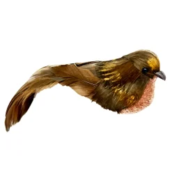 BIRD BROWN FEATHERS 6″ W/ GOLD BRUSHED