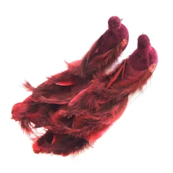 BIRD BURGUNDY 10.25″ FABRIC W/ LONG TAIL 2/S W/ CLIP