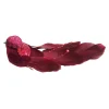 BIRD BURGUNDY FEATHERS/FABRIC 7.5″ BURGUNDY GLITTER, BEADS & SEQUINS W/ CLIP