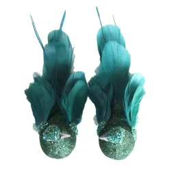 BIRD GREEN 8″ W/ GLITTER 2/S W/ CLIP