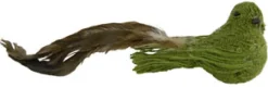 BIRD GREEN 12″ W/BURLAP & LONG TAIL