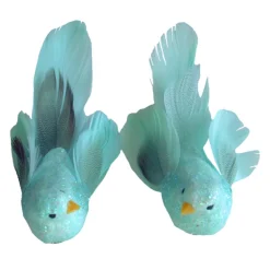 BIRD GREEN FEATHERS 7″ GREEN GLITTER W/ CLIP 2 ASSTD.