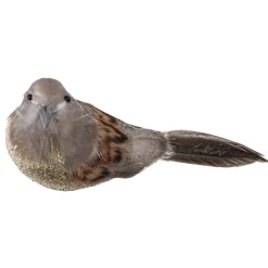 BIRD NATURAL GRAY/ BROWN 5.5″ W/CLIP FEATHER TAIL
