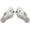 BIRD NATURAL GRAY/WHITE 5″ W/ CLIP FEATHER TAIL 3/S
