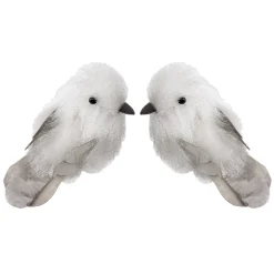 BIRD NATURAL GRAY/WHITE 5″ W/ CLIP FEATHER TAIL 3/S