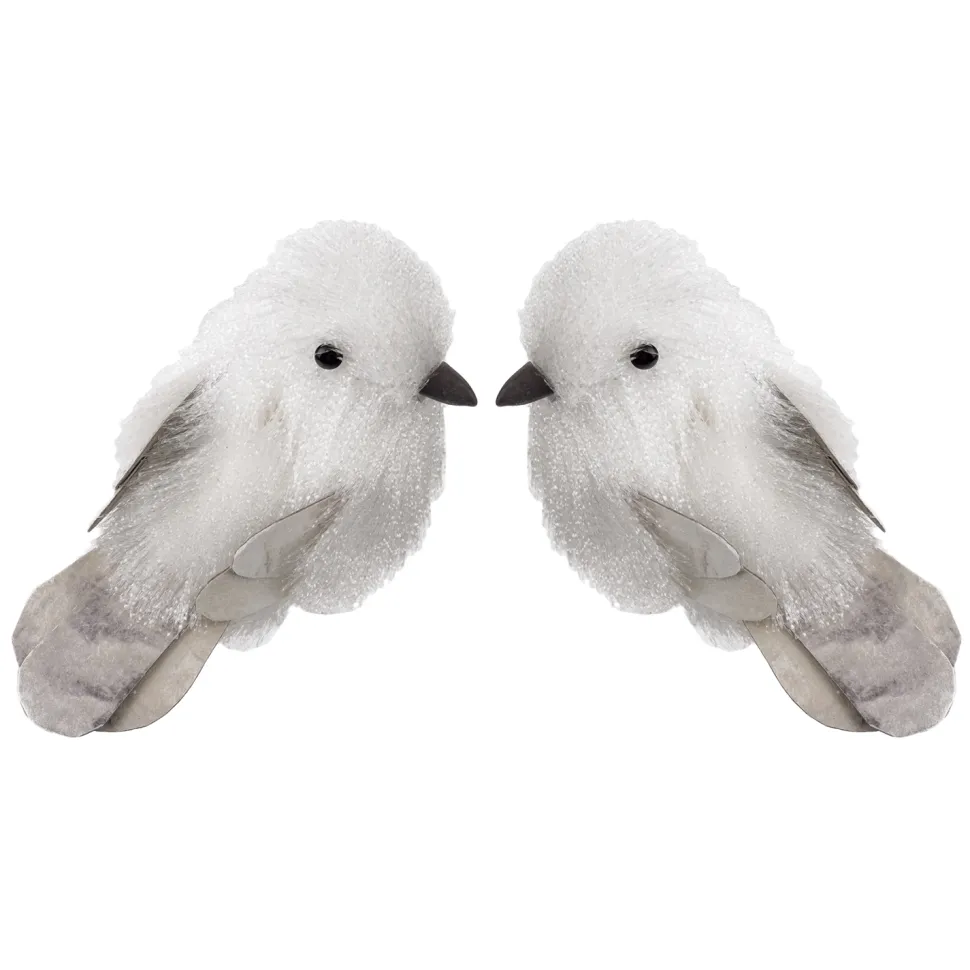 BIRD NATURAL GRAY/WHITE 5″ W/ CLIP FEATHER TAIL 3/S