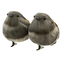 BIRD NATURAL/GRAY/BROWN 5″ W/ CLIP 2/S
