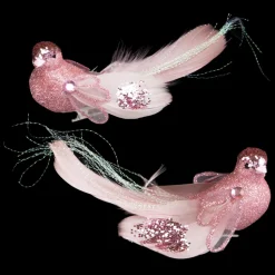 BIRD PINK 6″ W/ CLIP,GLTR AND FEATHER TAIL 2/S