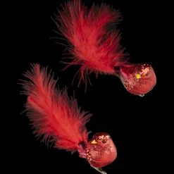 BIRD RED 6″ W/CLIP, GLITTER & FEATHER TAIL