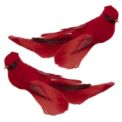 BIRD RED CARDINAL 8″ W/ CLIP 2/S