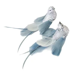 BIRD SILVER 6.5″ W/ GLITTER 2/S W/ CLIP