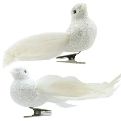 BIRD WHITE 4.5″ W/ CLIP & GLTR 2/S