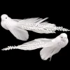 BIRD WHITE 8″ W/ CLIP, SEQUIN AND FEATHER TAIL W/ GLTR 2/S