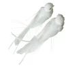 BIRD WHITE 8.5″ W/ GLITTER & BEADS 2/S W/ CLIP