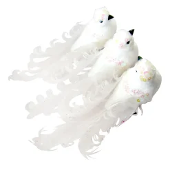 BIRD WHITE 6″ W/ SEQUINS 3/S W/ CLIP