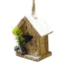 BIRDHOUSE NATURAL 4″ WOODEN W/ SNOW COVERED ROOF