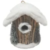 BIRDHOUSE SNOWED/RATTAN 7″ NATURAL/BIRCH LOOK