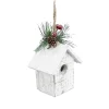 BIRDHOUSE WHITE 4″ W/ FROST & PINE