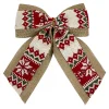BOW BURLAP/KNITTED FABRIC RED/WHITE 10.5″ W/ NORDIC PRINT