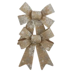 BOW NATURAL 2PC 5.5″x8″ PRE FORMED W/ WHITE SNOWFLAKE