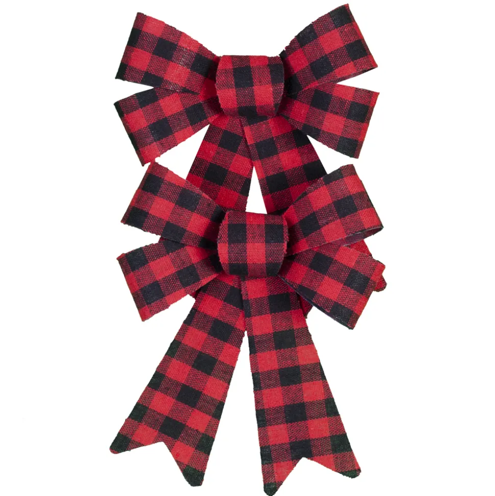 BOW RED/ BLACK 5.5″ X 8″ 2PCS BUFFALO PLAID