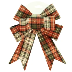 BOW RED/ GREEN/ IVORY PLAID 7″ X 12″