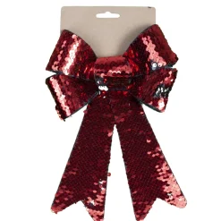 BOW RED/ SILVER 2-TONE SEQUIN 6″ X 10″