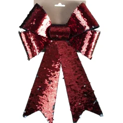 BOW RED/ SILVER 2-TONE SEQUIN 9″ X 15″