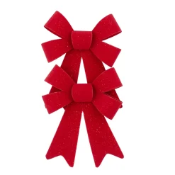 BOW RED VELVET W/ SPARKLE 2PC 5.5″x8″ PRE FORMED PVC