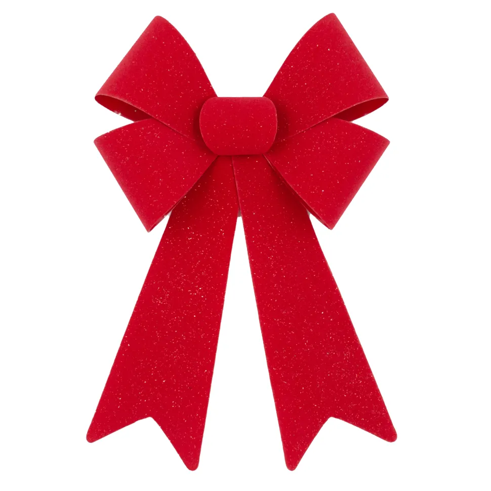 BOW RED VELVET W/ SPARKLE 9″x15″ PRE FORMED PVC
