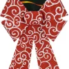 BOW RED/ WHITE GLITTER 9″ X 14″ SWIRL PATTERN