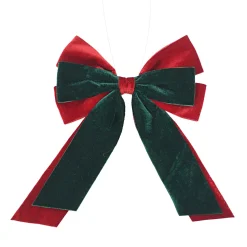 BOW RED/EMERALD GREEN 10.5″x9″ VELVET