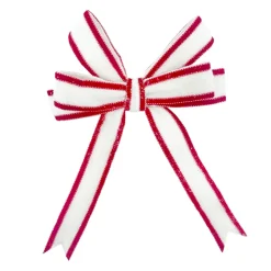 BOW RED/WHITE W/ WIRE EDGE15.5″ W/ GLITTER