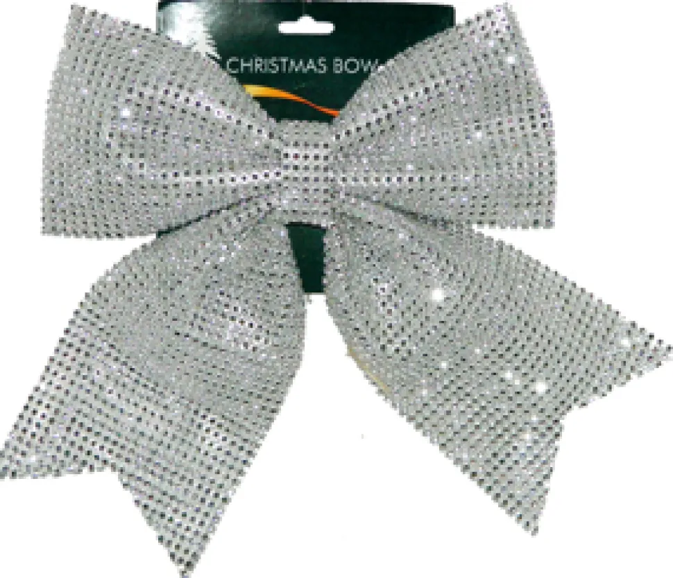 BOW SILVER SEQUIN 10.5″ X 13.5″