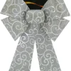 BOW SILVER/ WHITE GLITTER 9″ X 14″ SWIRL PATTERN