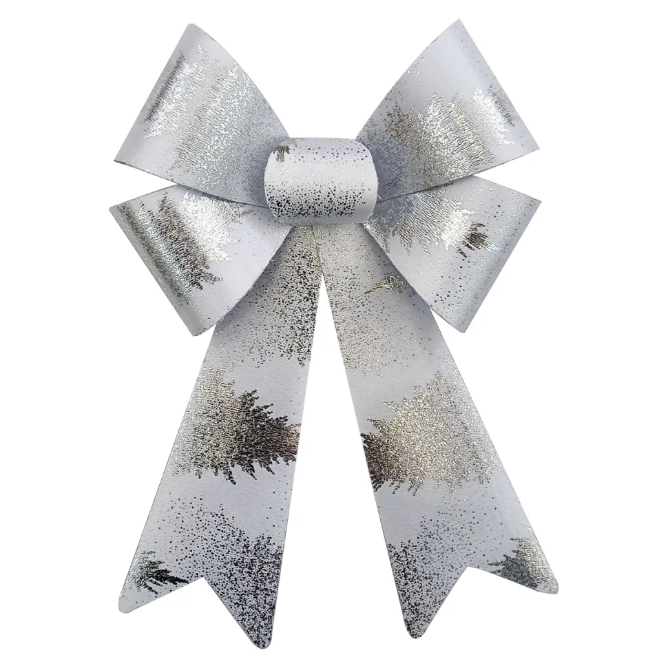 BOW SILVER/WHITE FOIL 9″x15″ PRE FORMED PVC