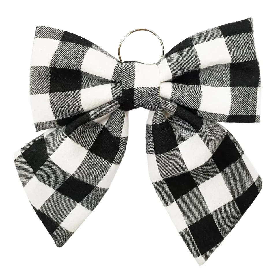 BOW SPONGE /FABRIC 13.5″ BLACK/ WHITE CHECK