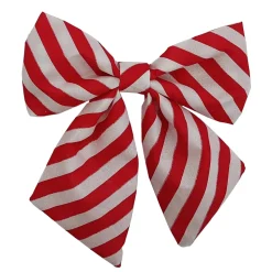 BOW SPONGE/FABRIC 8.5″ CANDY CANE STRIPE