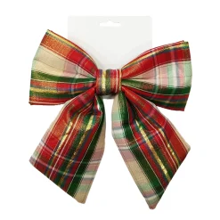 BOW SPONGE/FABRIC 8.5″ RED/GOLD/GREEN